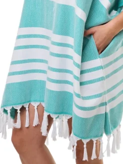 Poncho Hammam z kapturem do sauny S-0063 (3) zielone