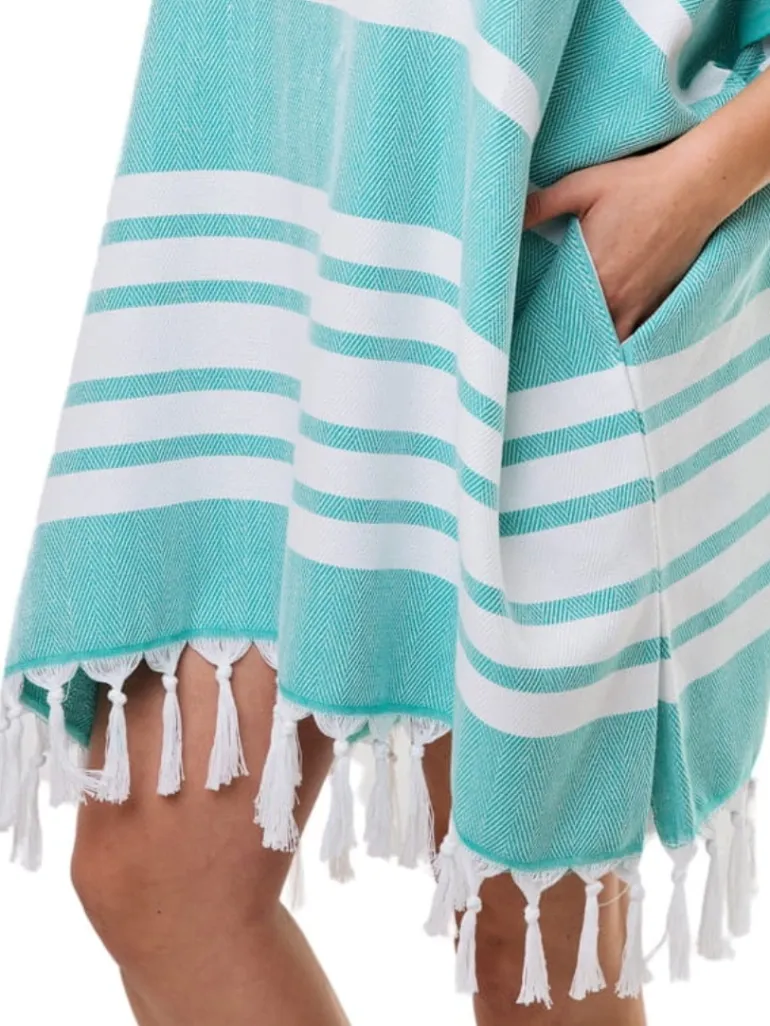 Poncho Hammam z kapturem do sauny S-0063 (3) zielone