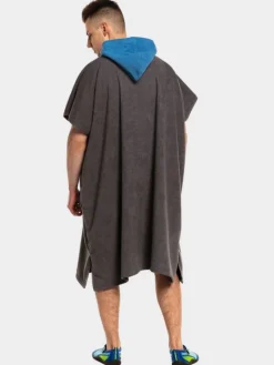 Poncho uniwersalne frotte S-0075 (2) grafitowo-niebieskie